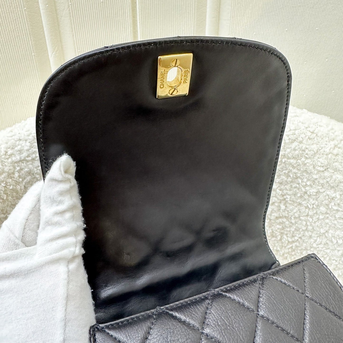 GLM- Small Quilted Crossbody Bag in Black Lambskin GHW