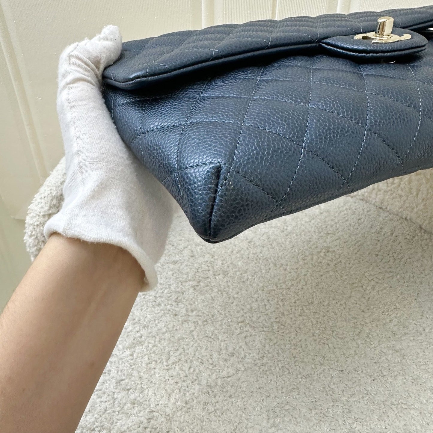 GLM-Timeless Clutch in Iridescent Blue Caviar and LGHW