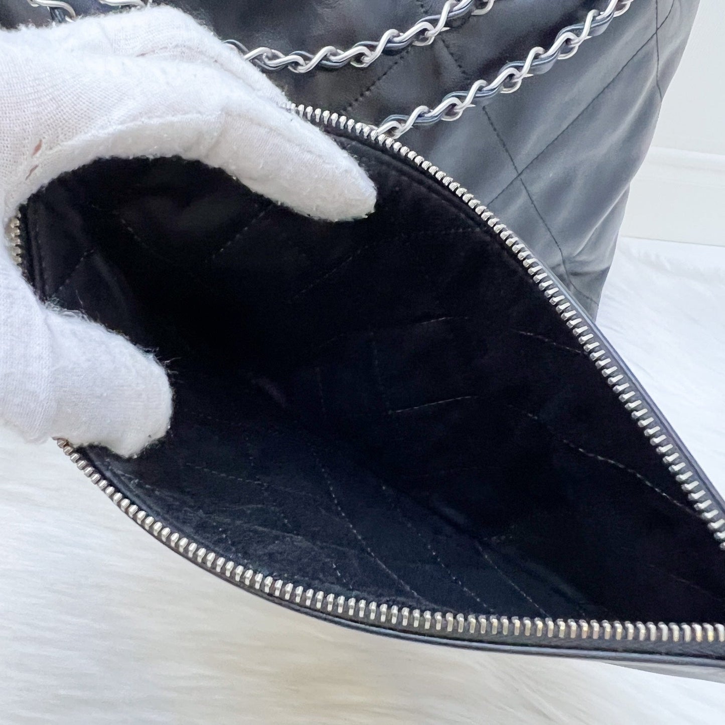 GLM-22 Medium Hobo Handbag in Black Calfskin and SHW (Model: AS3261)