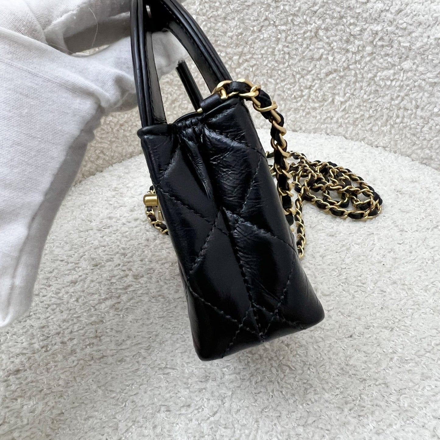 GLM-Micro Kelly (Nano) Bag in Black Calfskin and AGHW