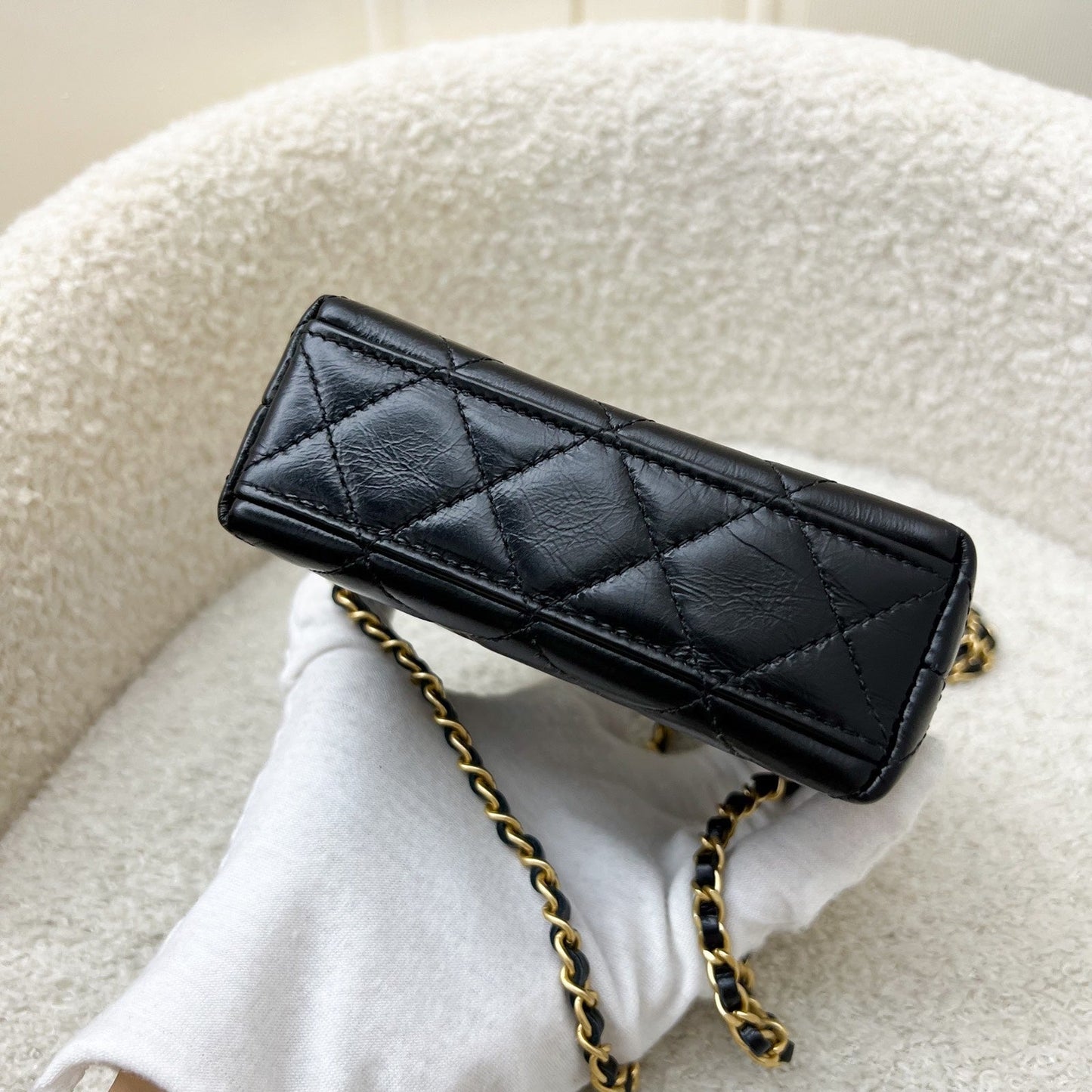 GLM-Micro Kelly (Nano) Bag in Black Calfskin and AGHW