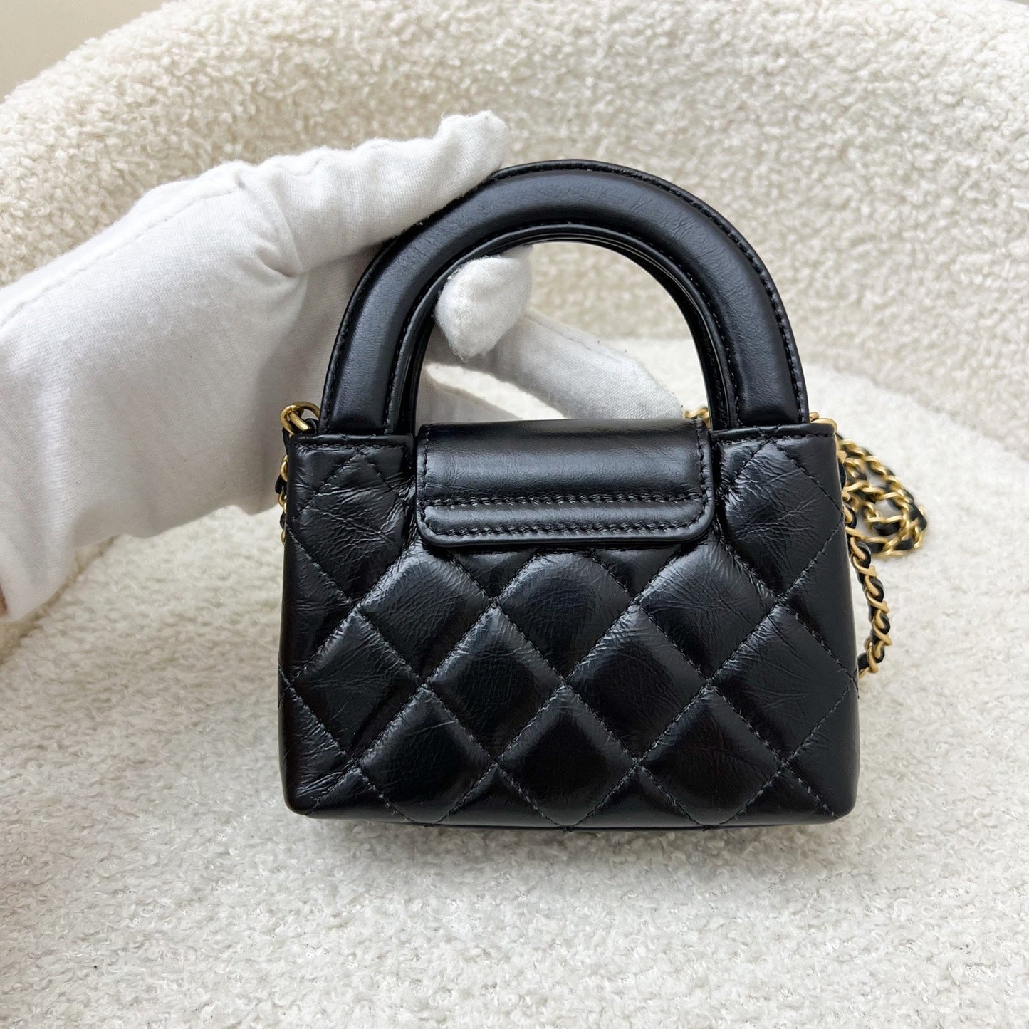 GLM-Micro Kelly (Nano) Bag in Black Calfskin and AGHW