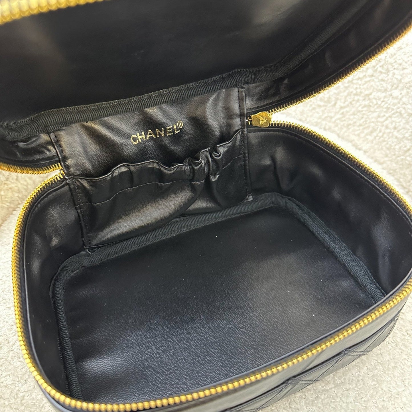 GLM- Travel Vanity Bag in Black Lambskin 24K GHW