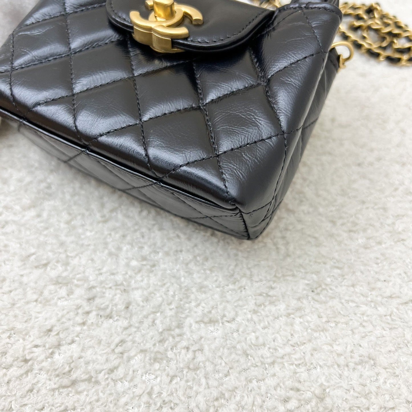 GLM-Micro Kelly (Nano) Bag in Black Calfskin and AGHW