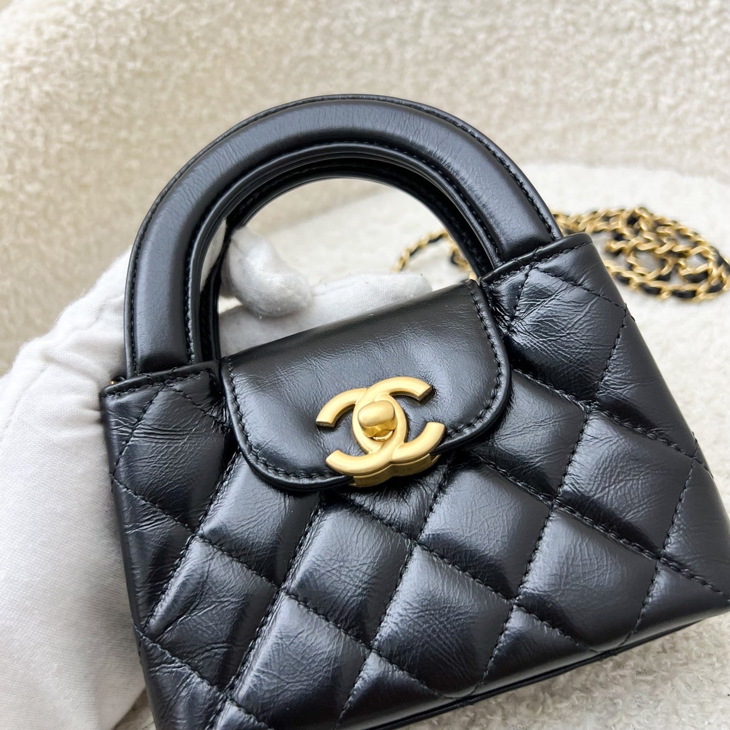 GLM-Micro Kelly (Nano) Bag in Black Calfskin and AGHW