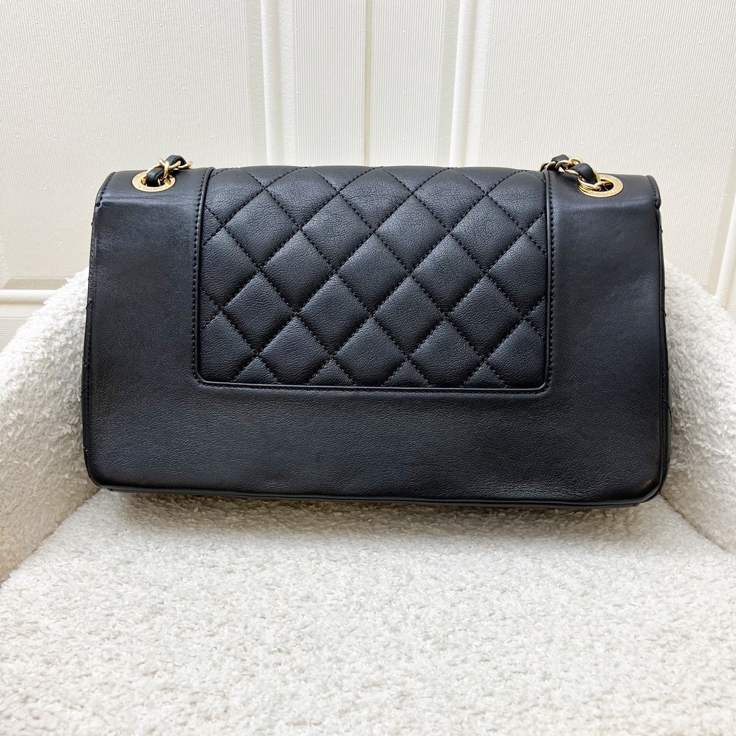 GLM-Large Mademoiselle Flap in Black Calfskin and GHW
