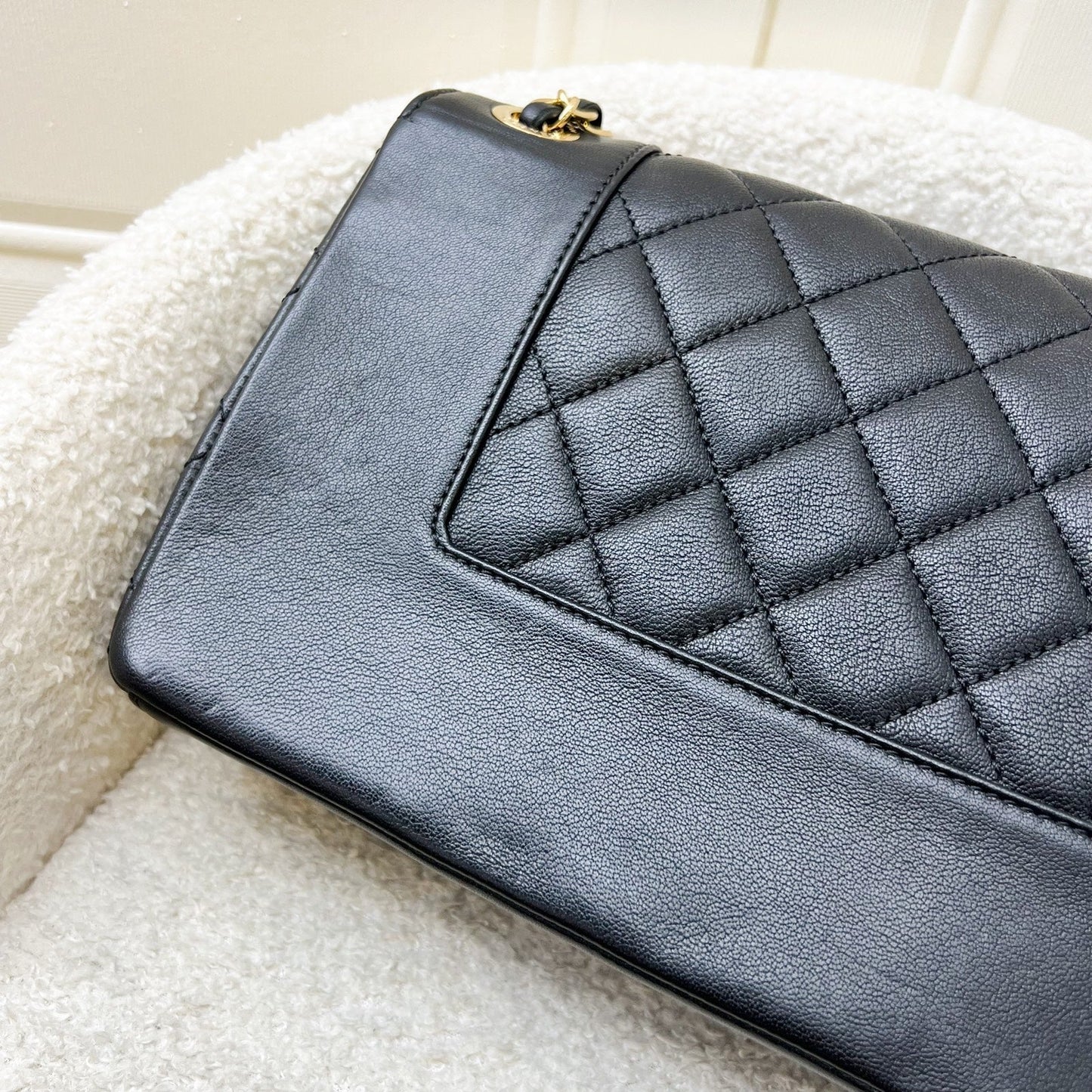 GLM-Large Mademoiselle Flap in Black Calfskin and GHW