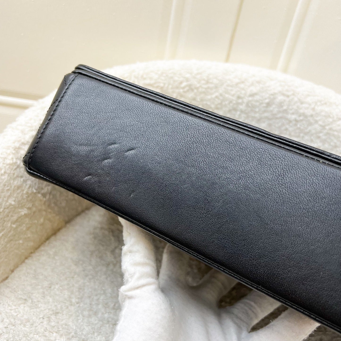 GLM-Large Mademoiselle Flap in Black Calfskin and GHW