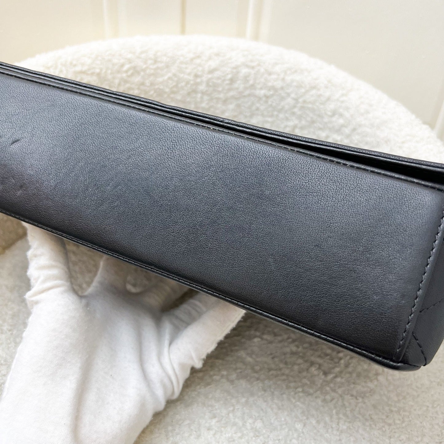 GLM-Large Mademoiselle Flap in Black Calfskin and GHW
