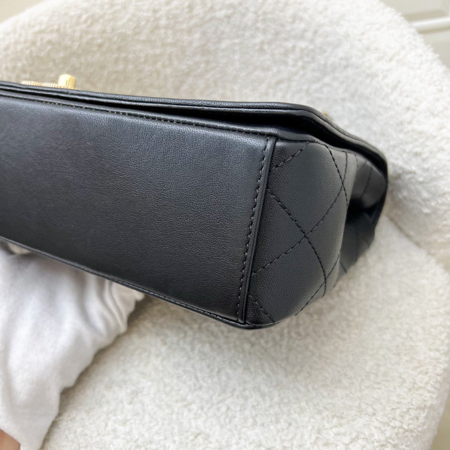 GLM-Large Mademoiselle Flap in Black Calfskin and GHW