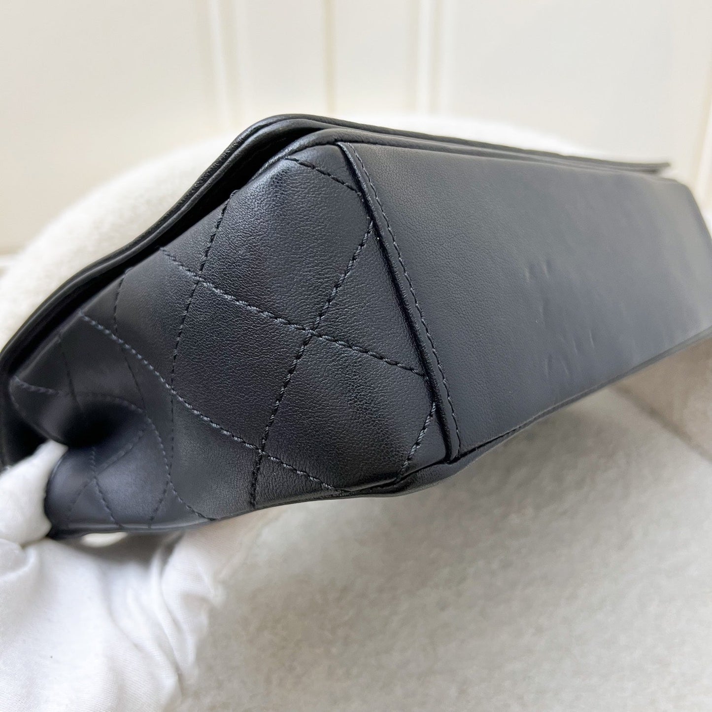 GLM-Large Mademoiselle Flap in Black Calfskin and GHW
