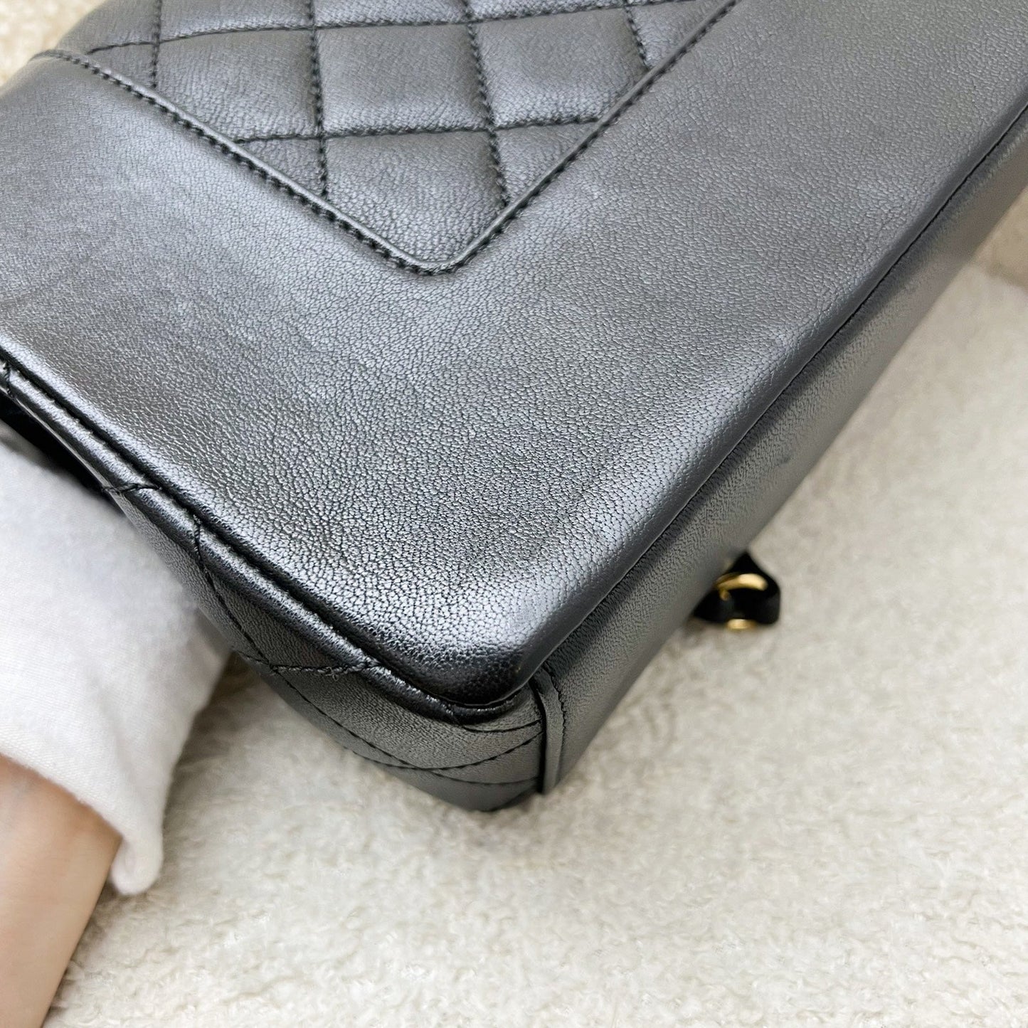 GLM-Large Mademoiselle Flap in Black Calfskin and GHW