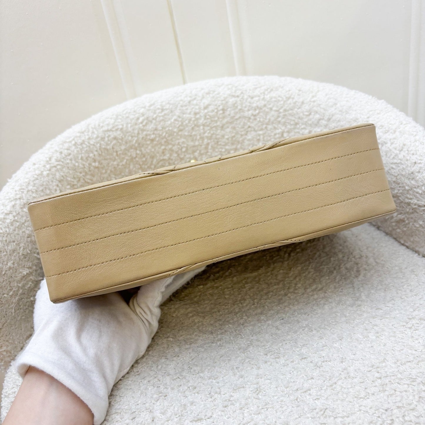 GLM- Flap in Beige Lambskin and GHW