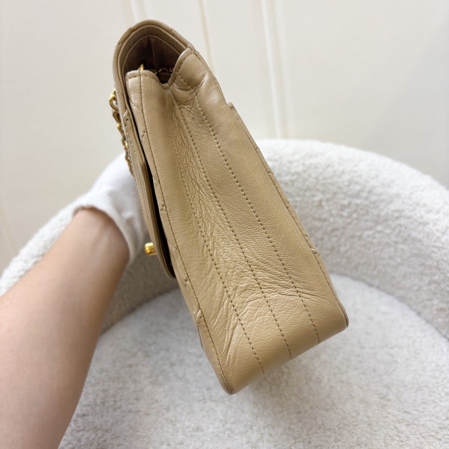 GLM- Flap in Beige Lambskin and GHW