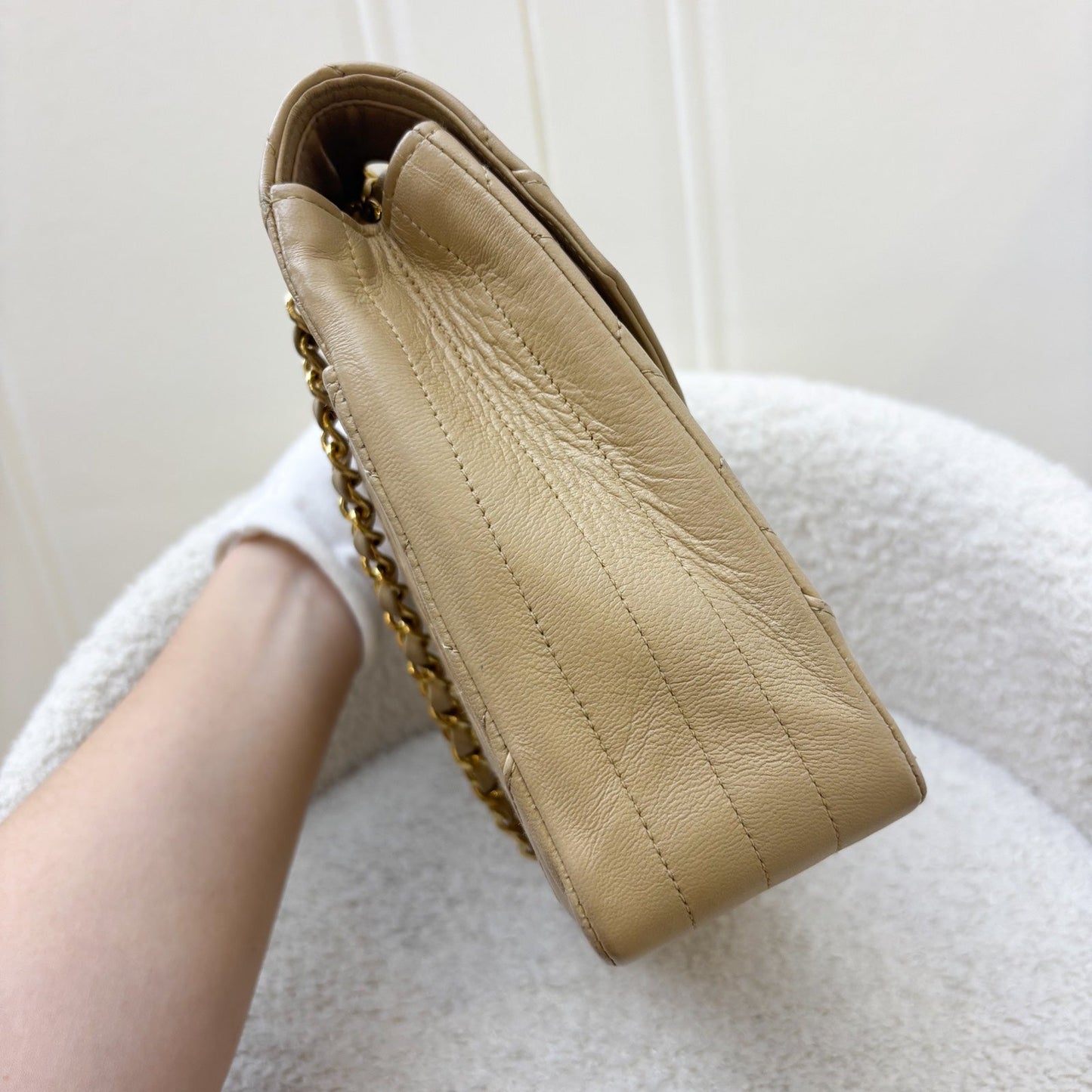 GLM- Flap in Beige Lambskin and GHW