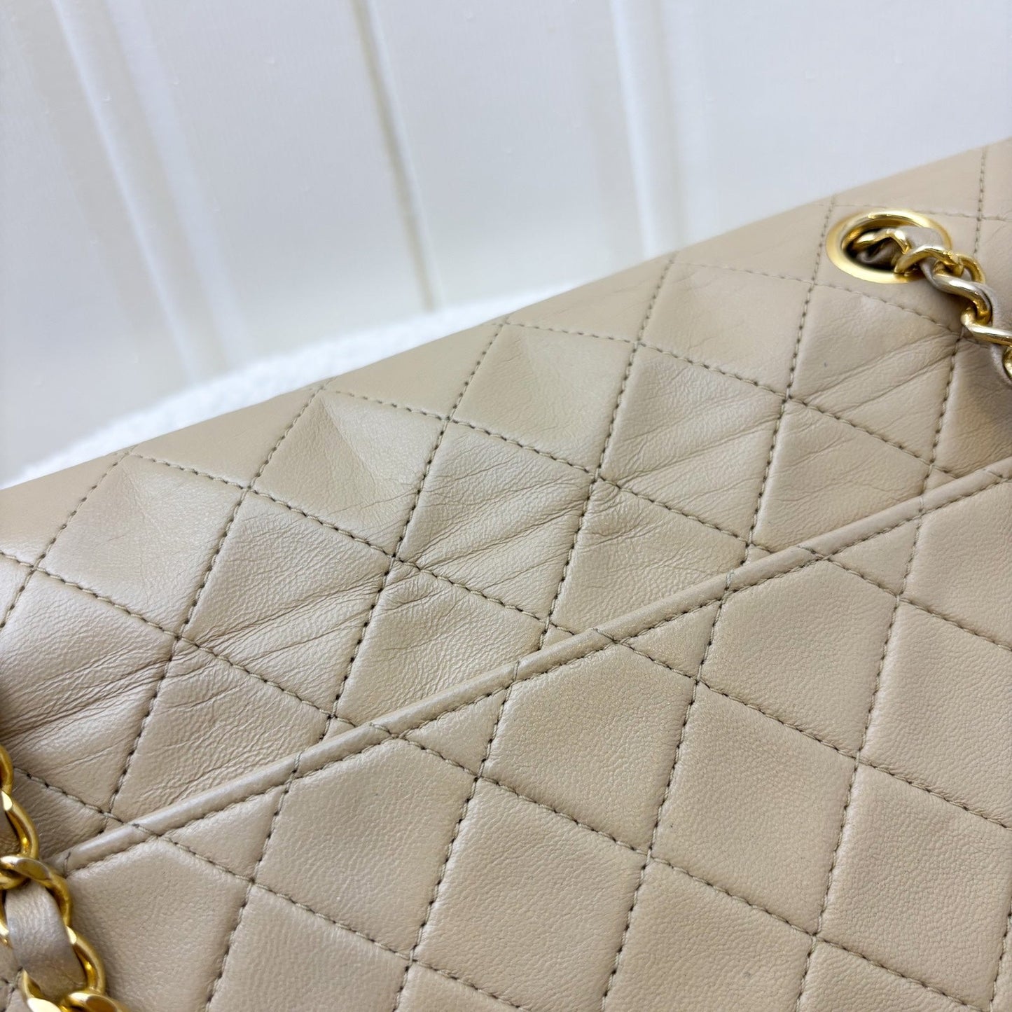 GLM- Flap in Beige Lambskin and GHW