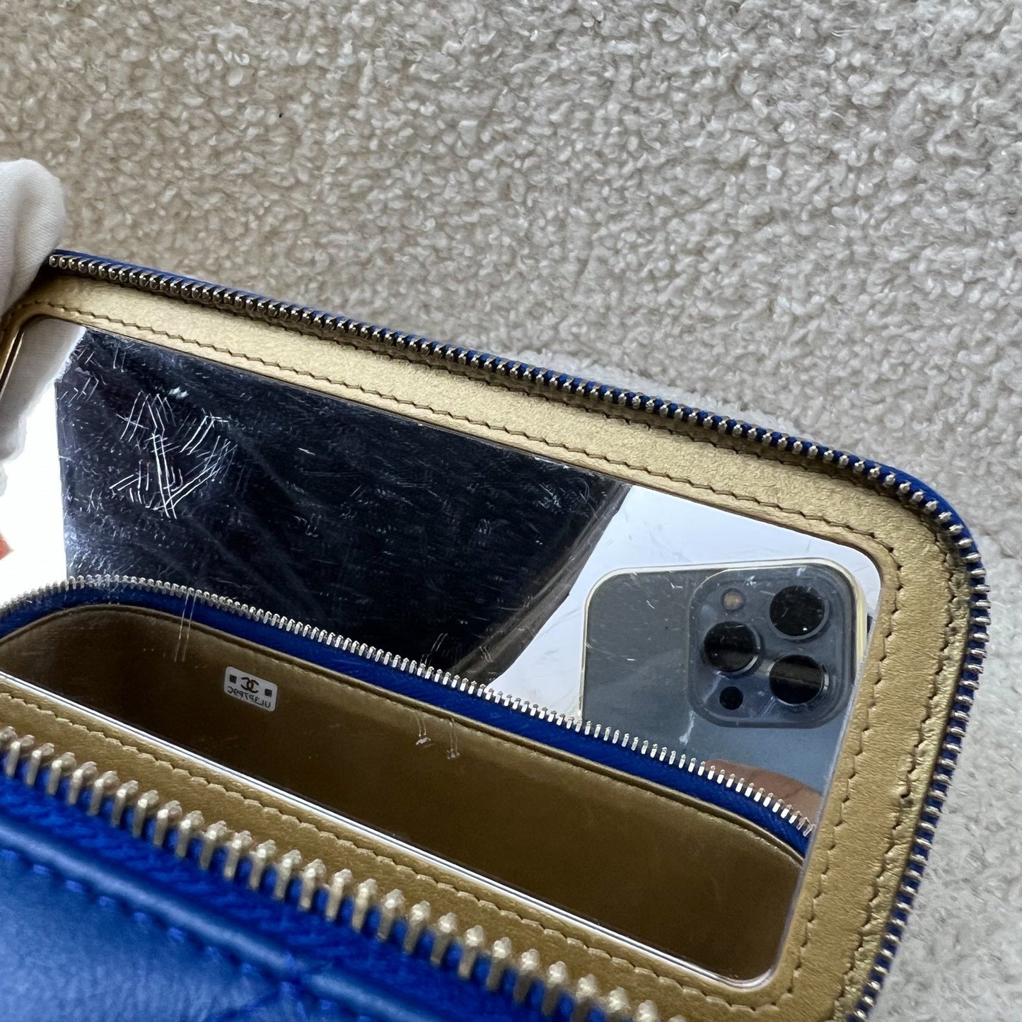 GLM-Pearl Crush Small Vanity in 22B Blue Lambskin and AGHW