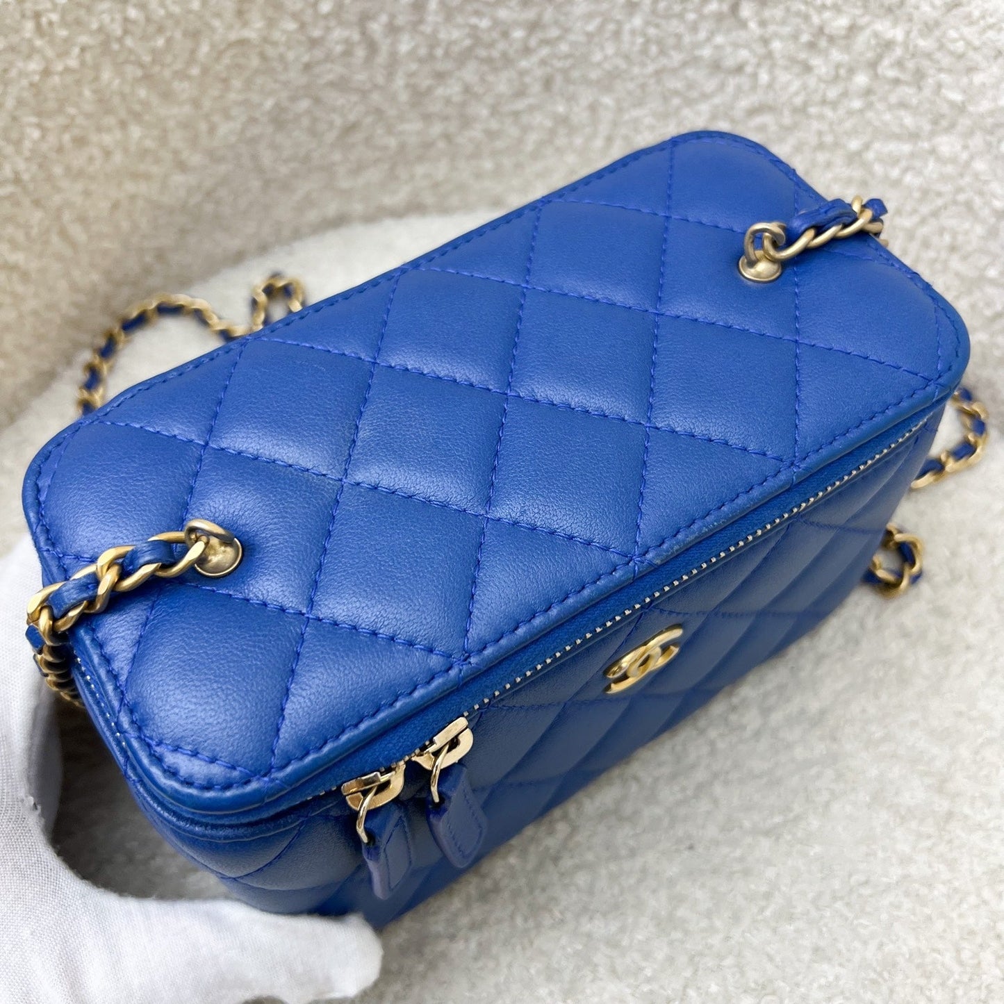 GLM-Pearl Crush Small Vanity in 22B Blue Lambskin and AGHW