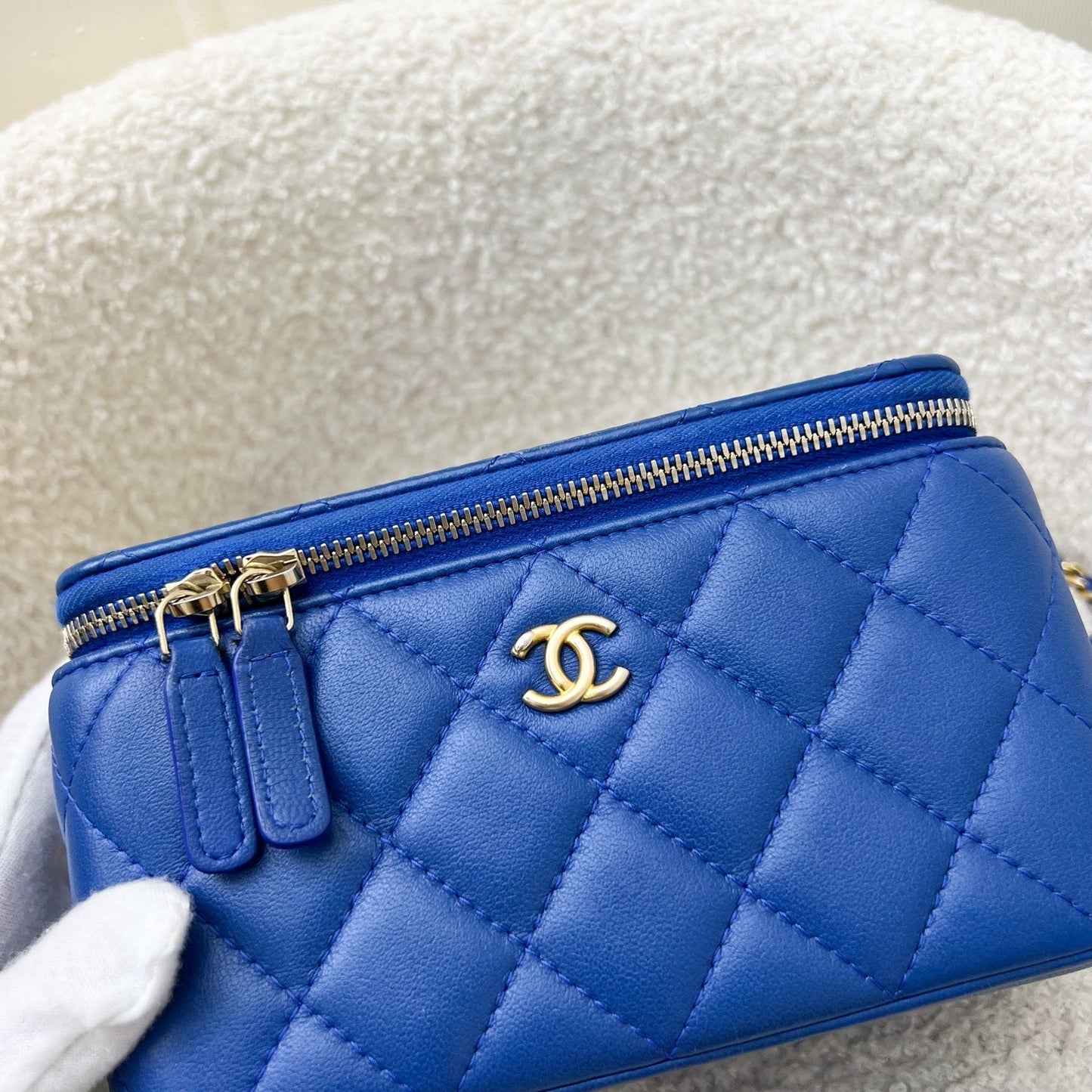 GLM-Pearl Crush Small Vanity in 22B Blue Lambskin and AGHW