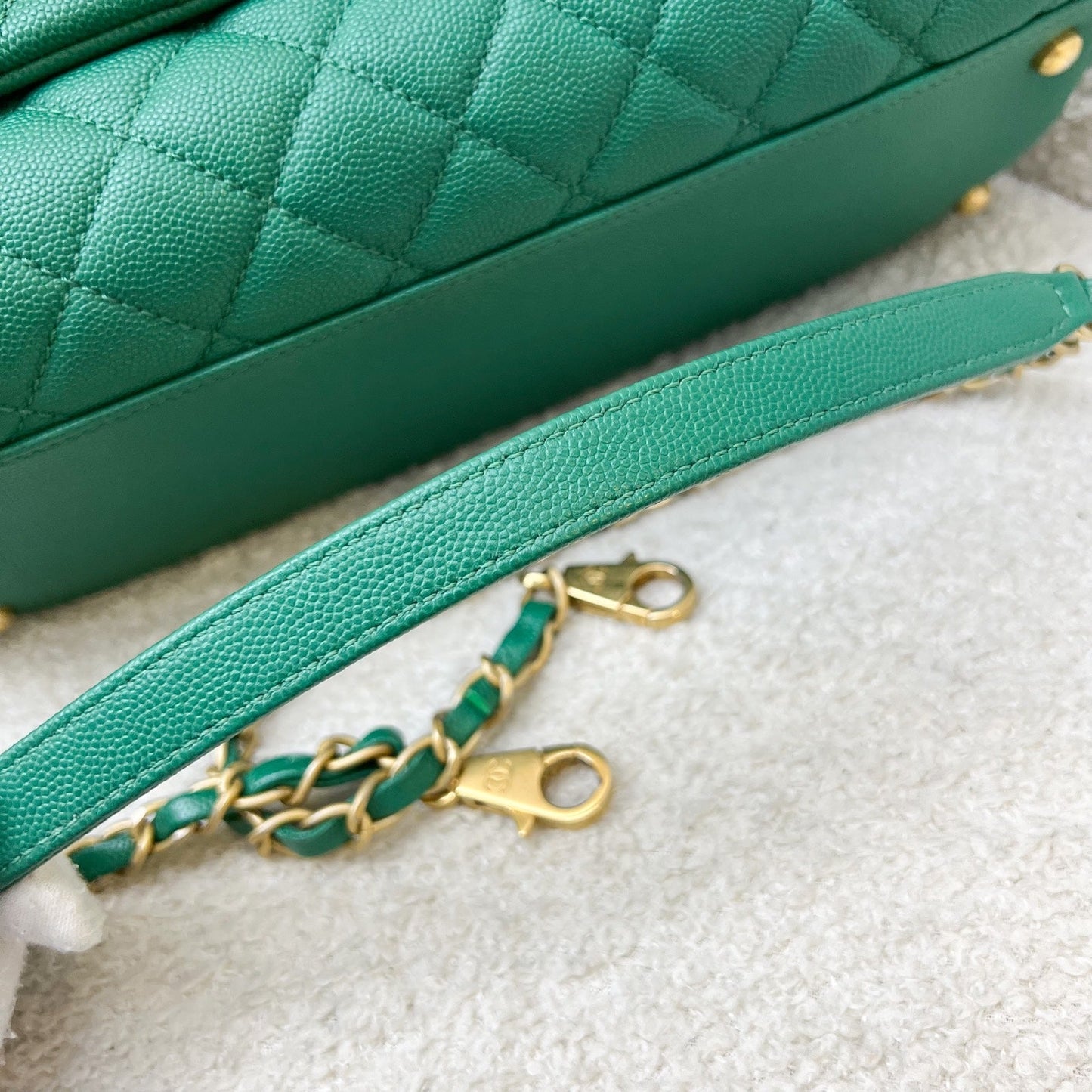 GLM-Medium 29cm Coco Handle Flap in Green Caviar and AGHW