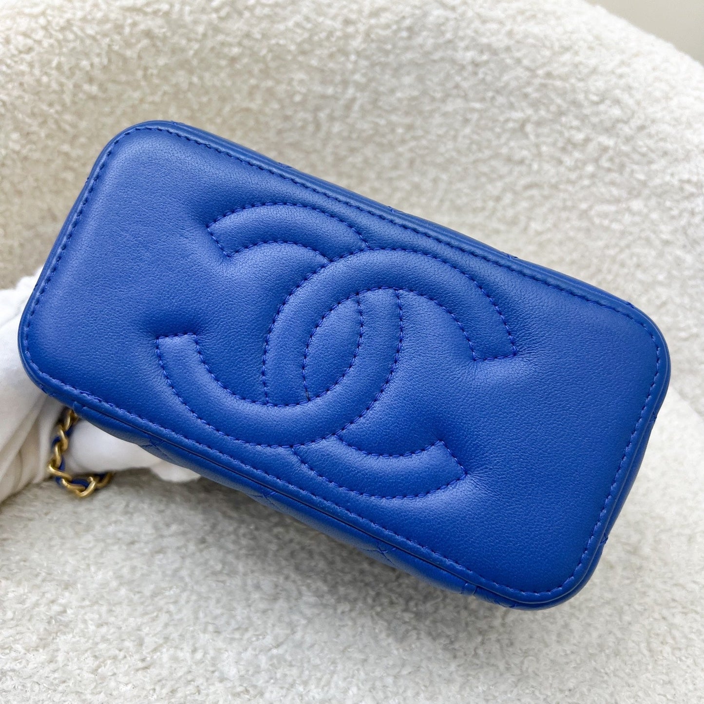 GLM-Pearl Crush Small Vanity in 22B Blue Lambskin and AGHW