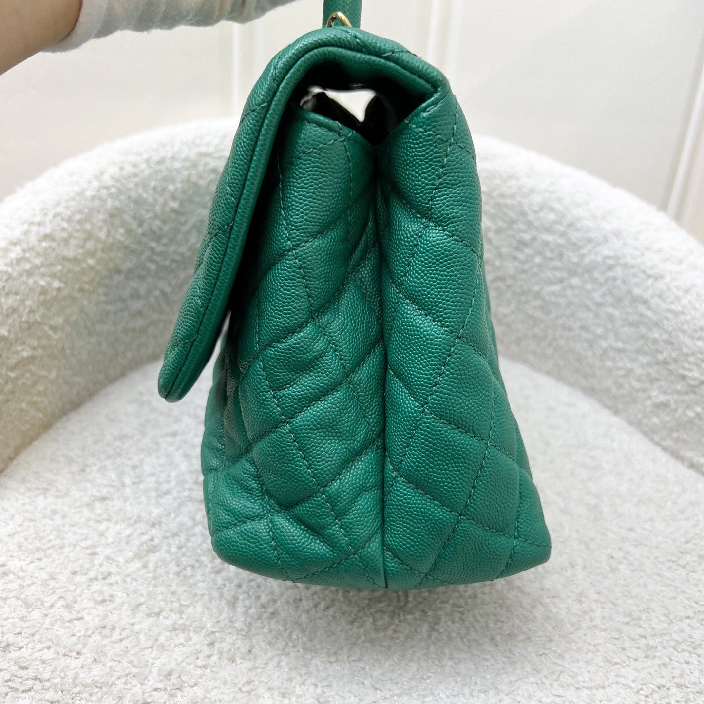 GLM-Medium 29cm Coco Handle Flap in Green Caviar and AGHW