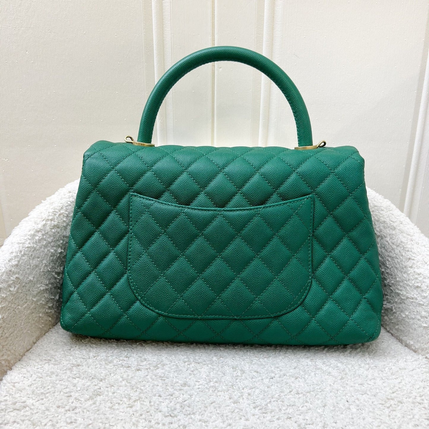 GLM-Medium 29cm Coco Handle Flap in Green Caviar and AGHW