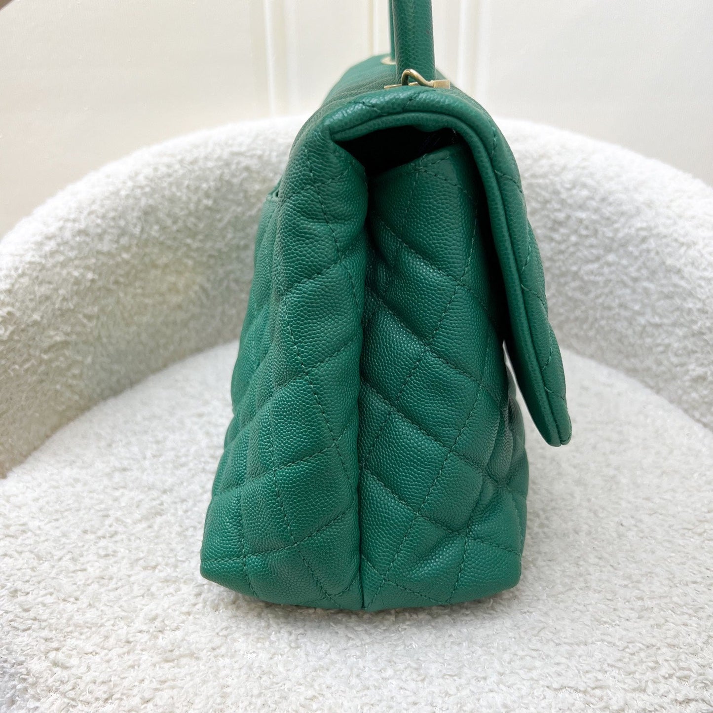 GLM-Medium 29cm Coco Handle Flap in Green Caviar and AGHW