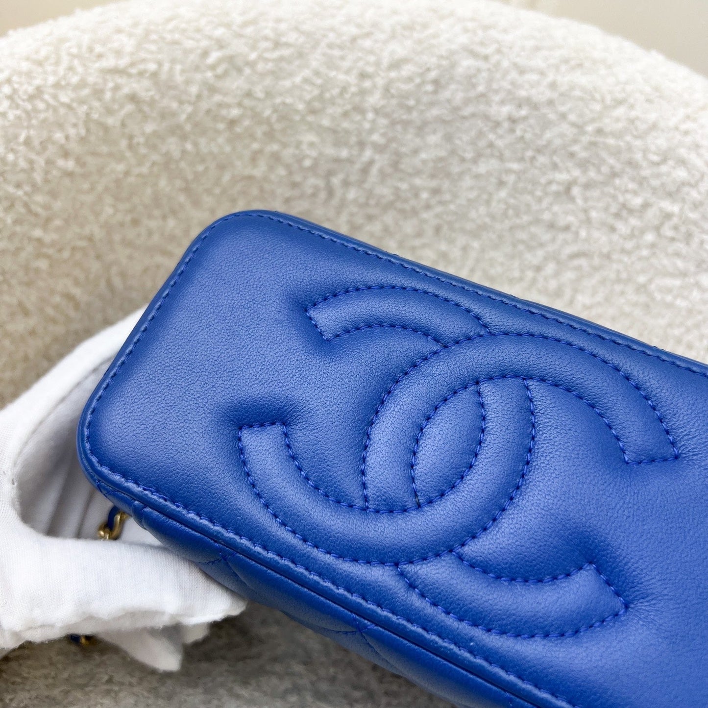 GLM-Pearl Crush Small Vanity in 22B Blue Lambskin and AGHW