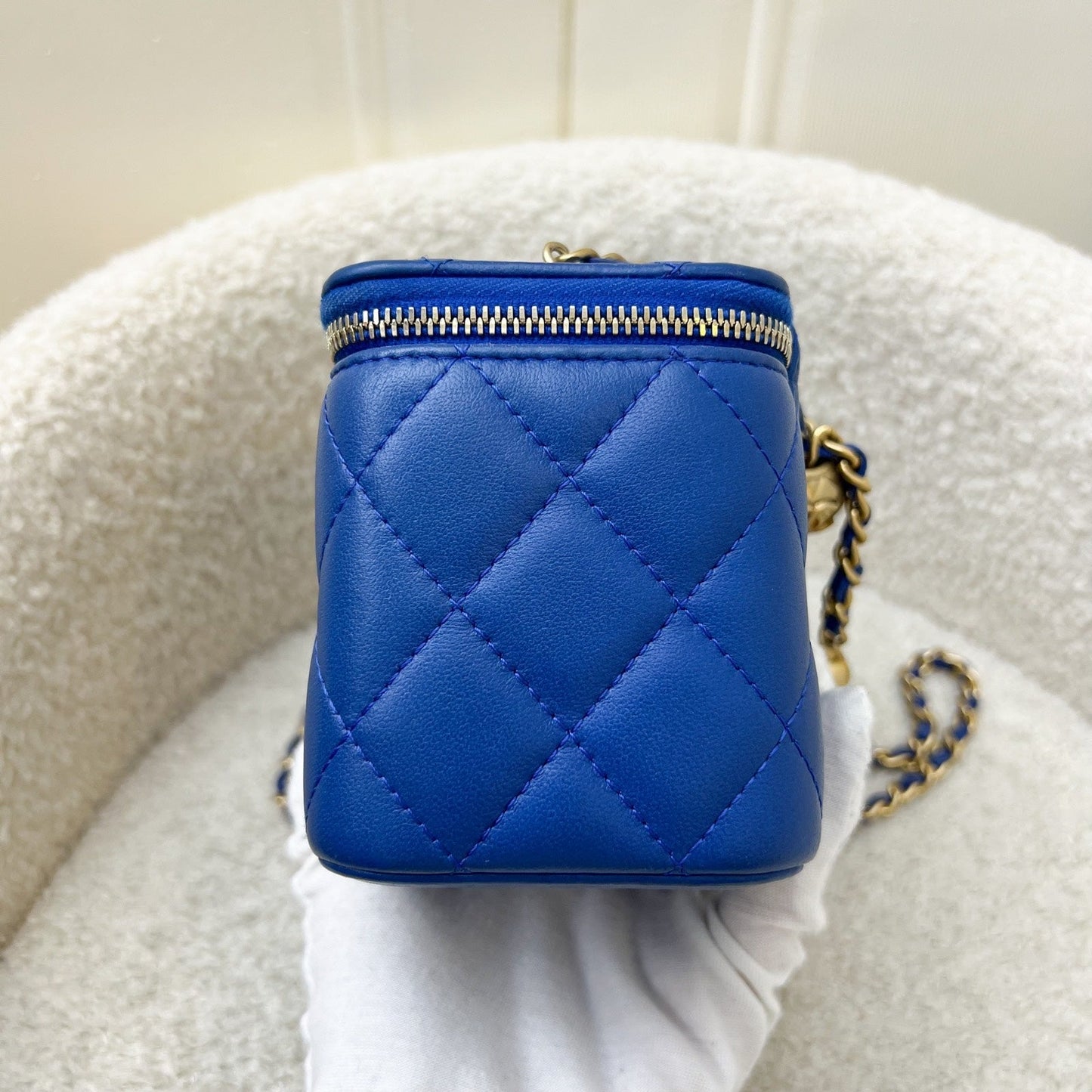 GLM-Pearl Crush Small Vanity in 22B Blue Lambskin and AGHW