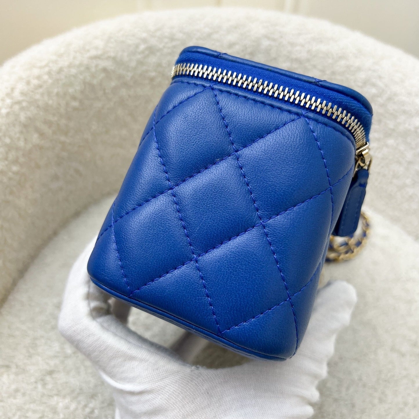 GLM-Pearl Crush Small Vanity in 22B Blue Lambskin and AGHW