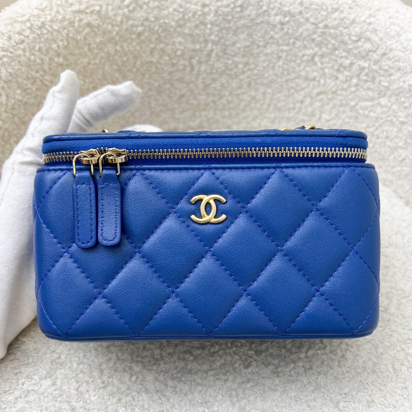 GLM-Pearl Crush Small Vanity in 22B Blue Lambskin and AGHW