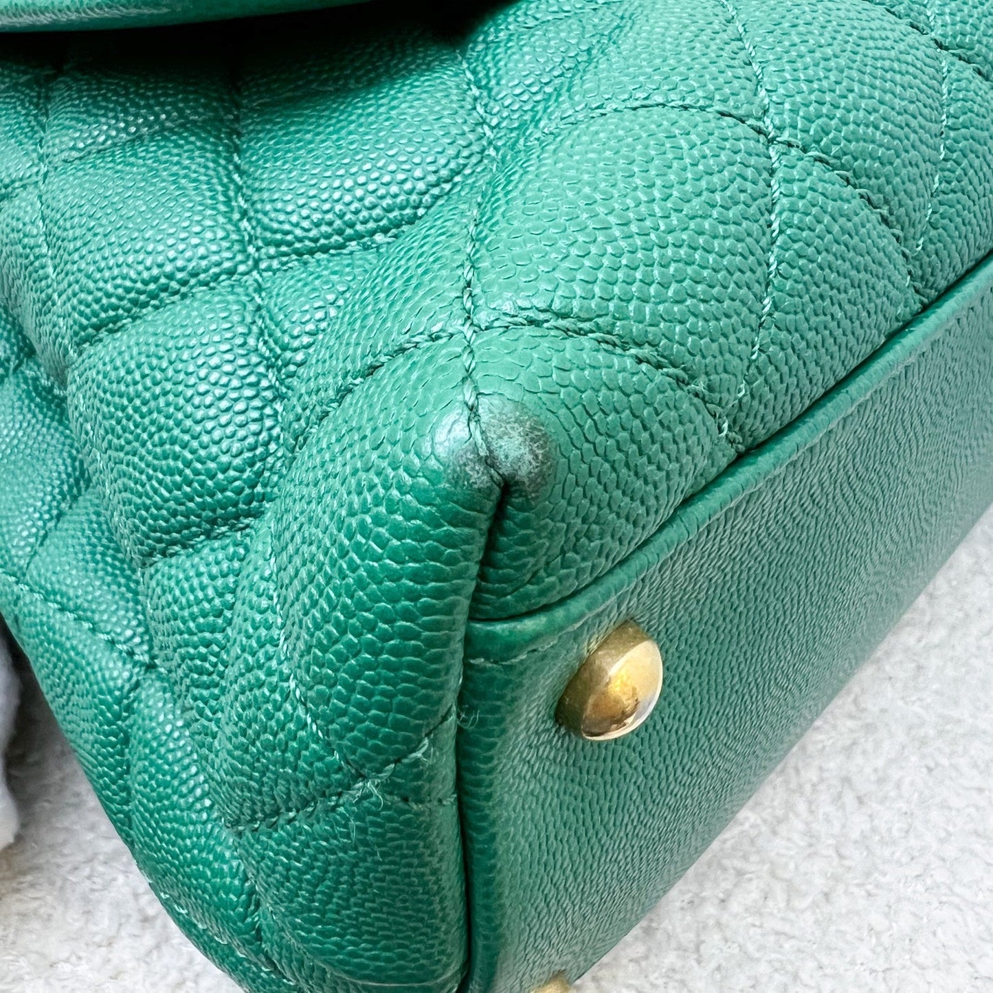 GLM-Medium 29cm Coco Handle Flap in Green Caviar and AGHW