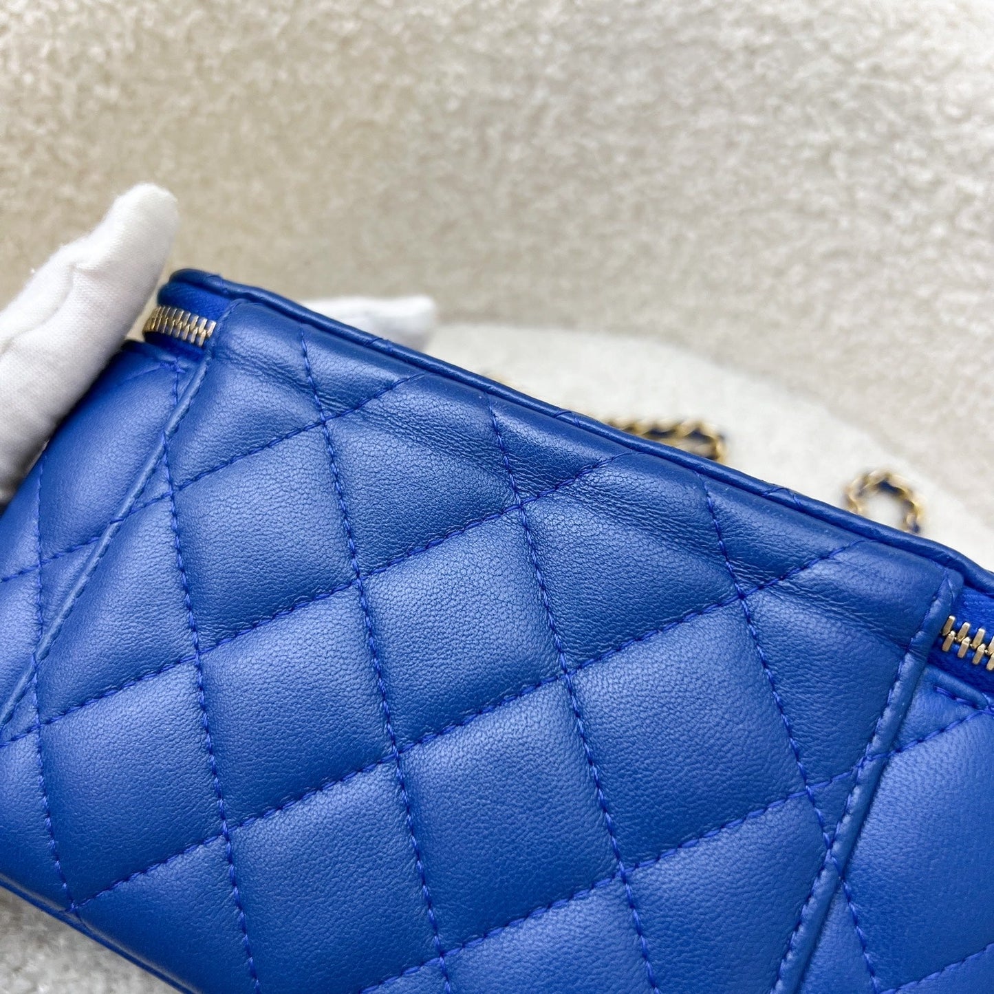 GLM-Pearl Crush Small Vanity in 22B Blue Lambskin and AGHW