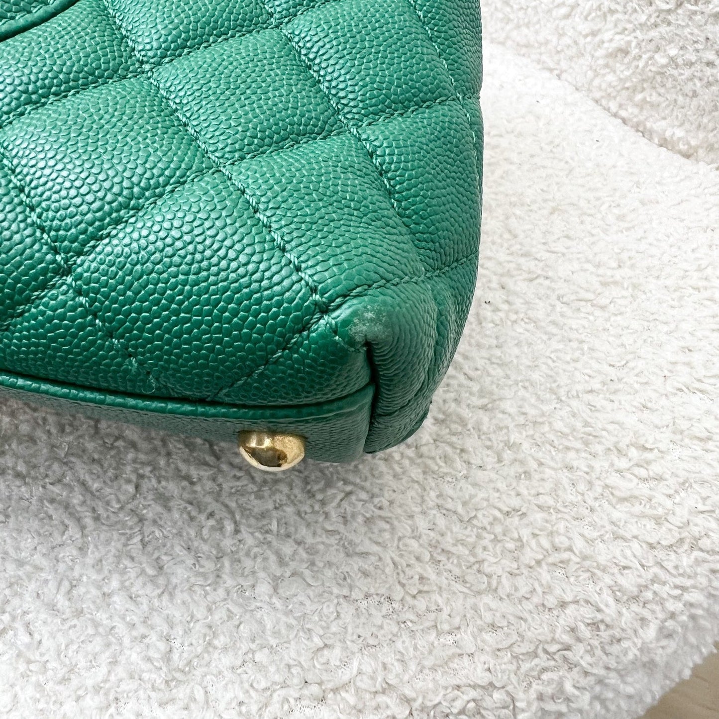 GLM-Medium 29cm Coco Handle Flap in Green Caviar and AGHW