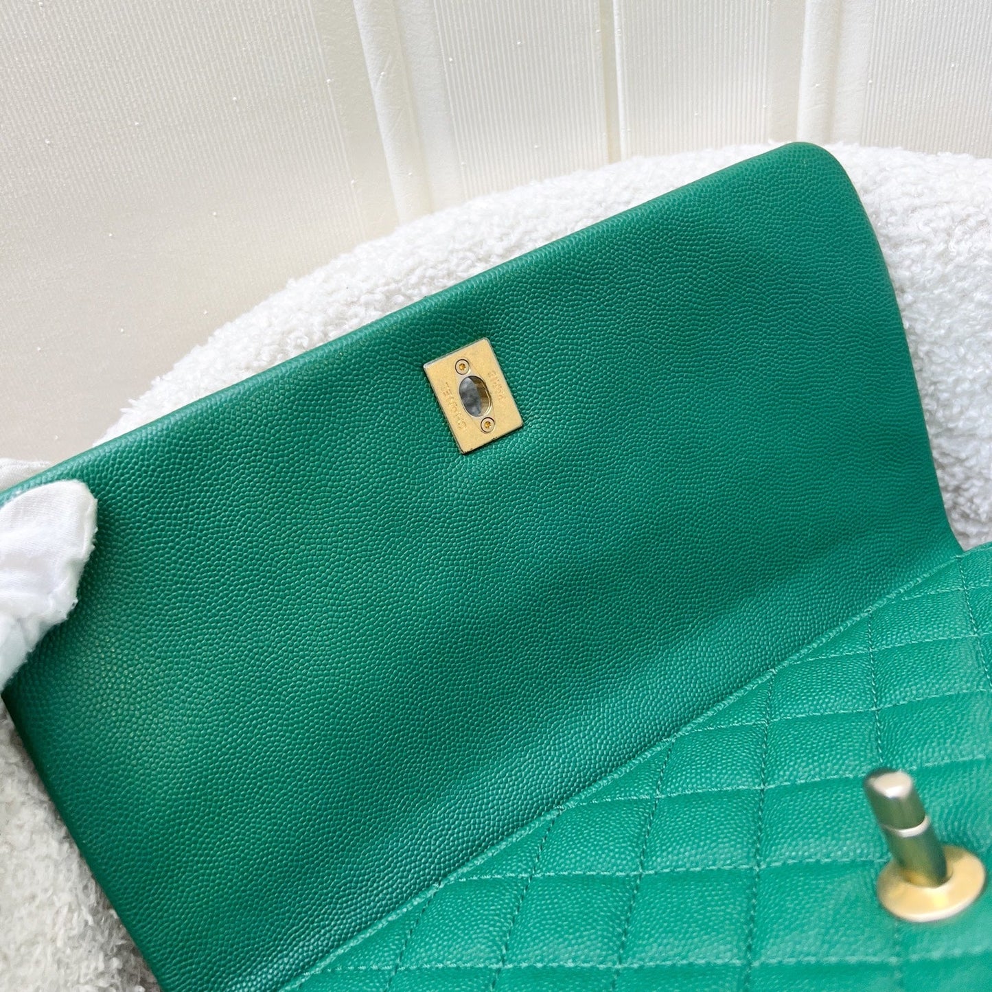 GLM-Medium 29cm Coco Handle Flap in Green Caviar and AGHW