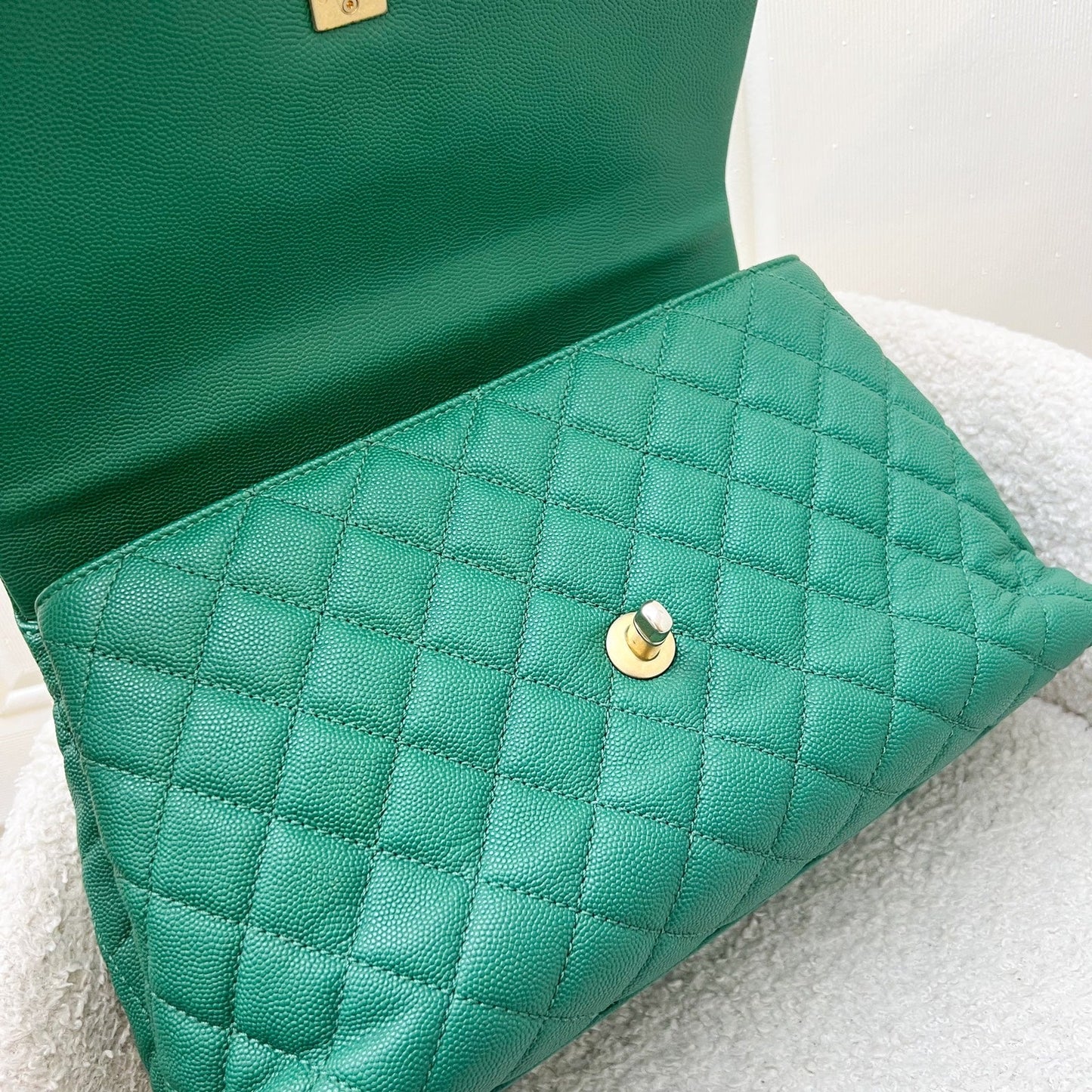 GLM-Medium 29cm Coco Handle Flap in Green Caviar and AGHW