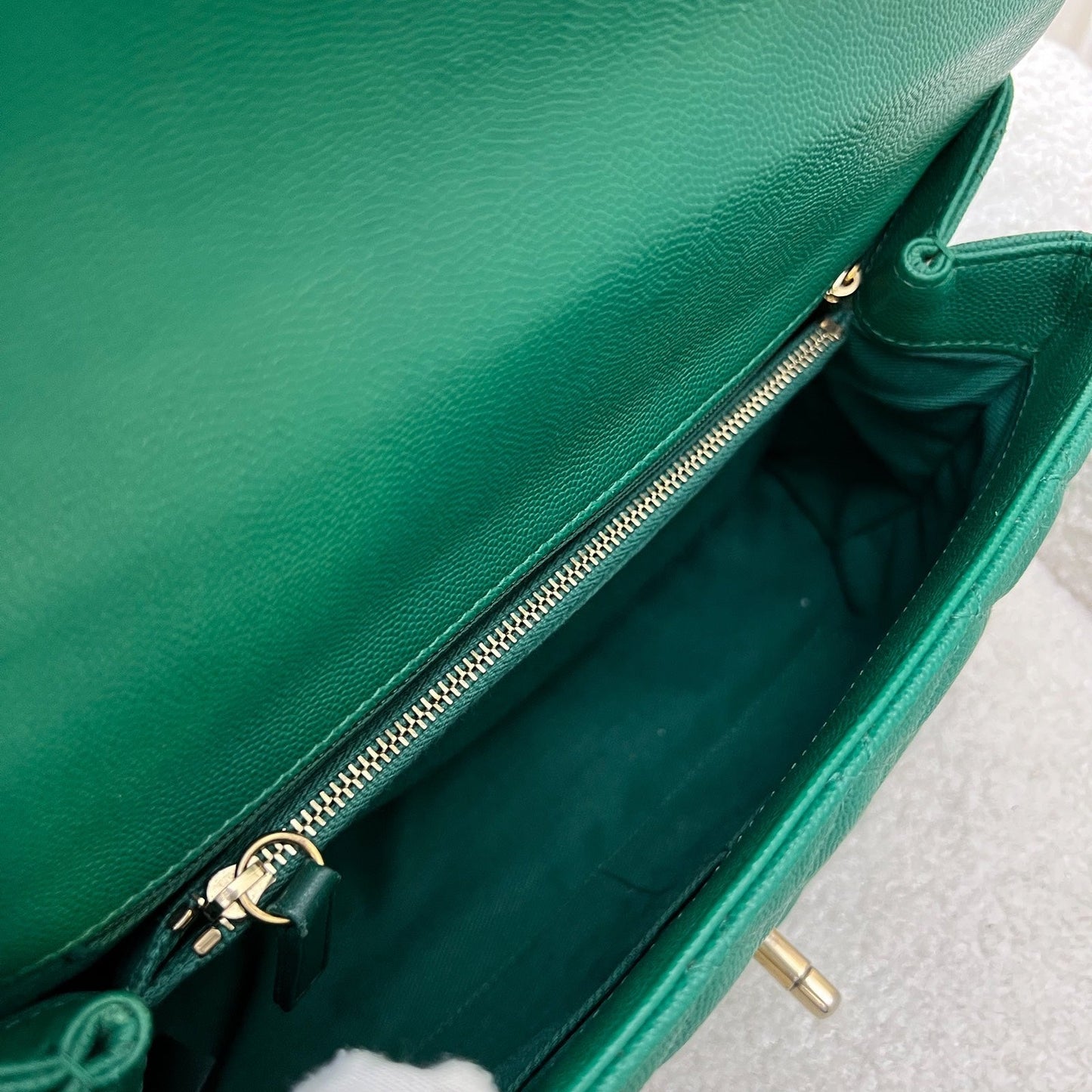 GLM-Medium 29cm Coco Handle Flap in Green Caviar and AGHW