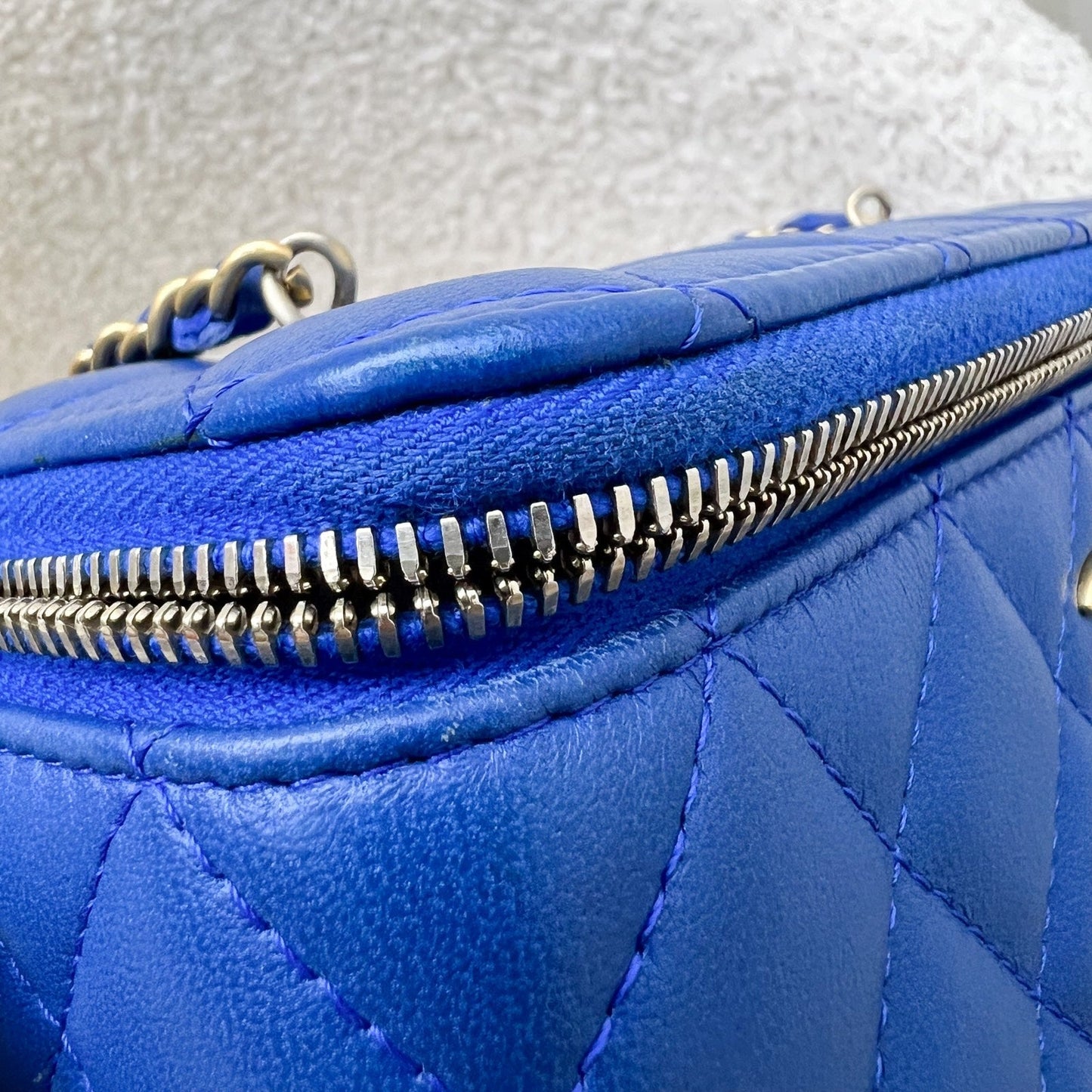 GLM-Pearl Crush Small Vanity in 22B Blue Lambskin and AGHW