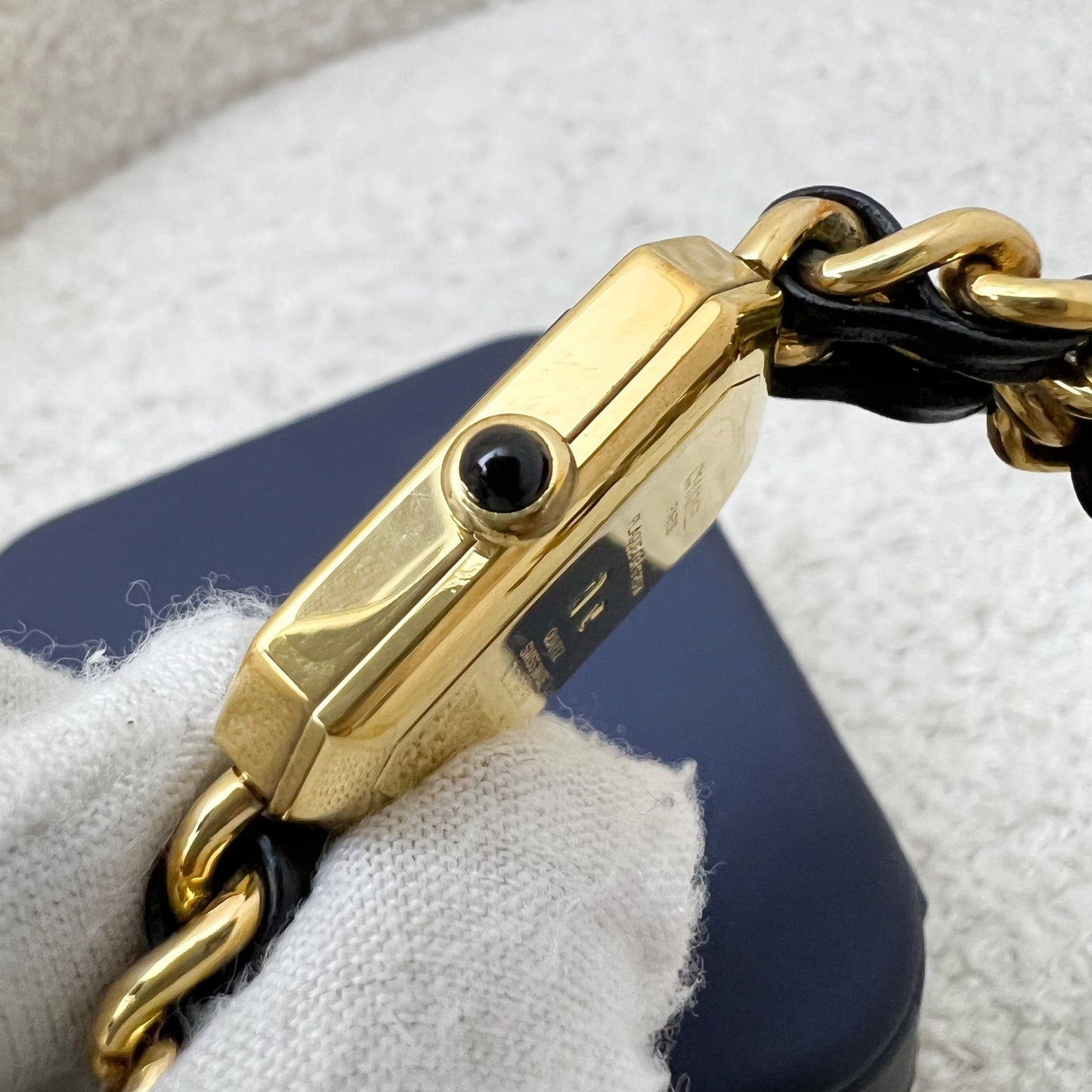GLM- Premiere Watch in 24K GHW and Black Leather Size M