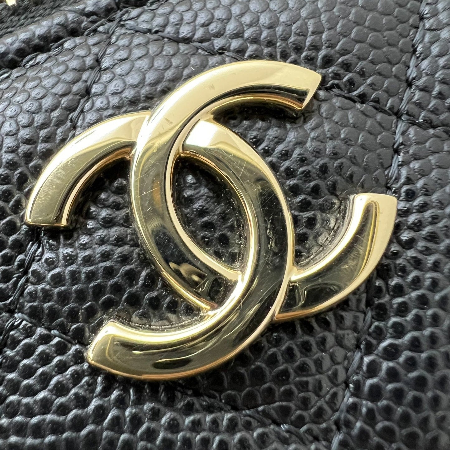 GLM-22S Top Handle Vanity Case with Chain in Black Caviar LGHW