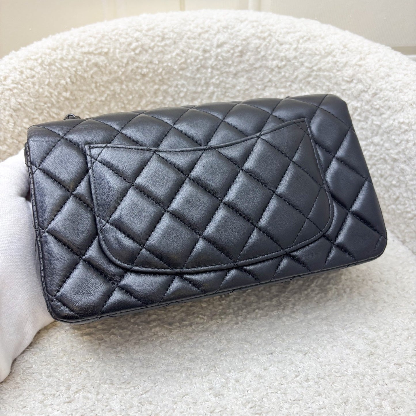 GLM-So Black Classic Mini Rectangle Flap in Black Lambskin and Black HW (Model: A69900)