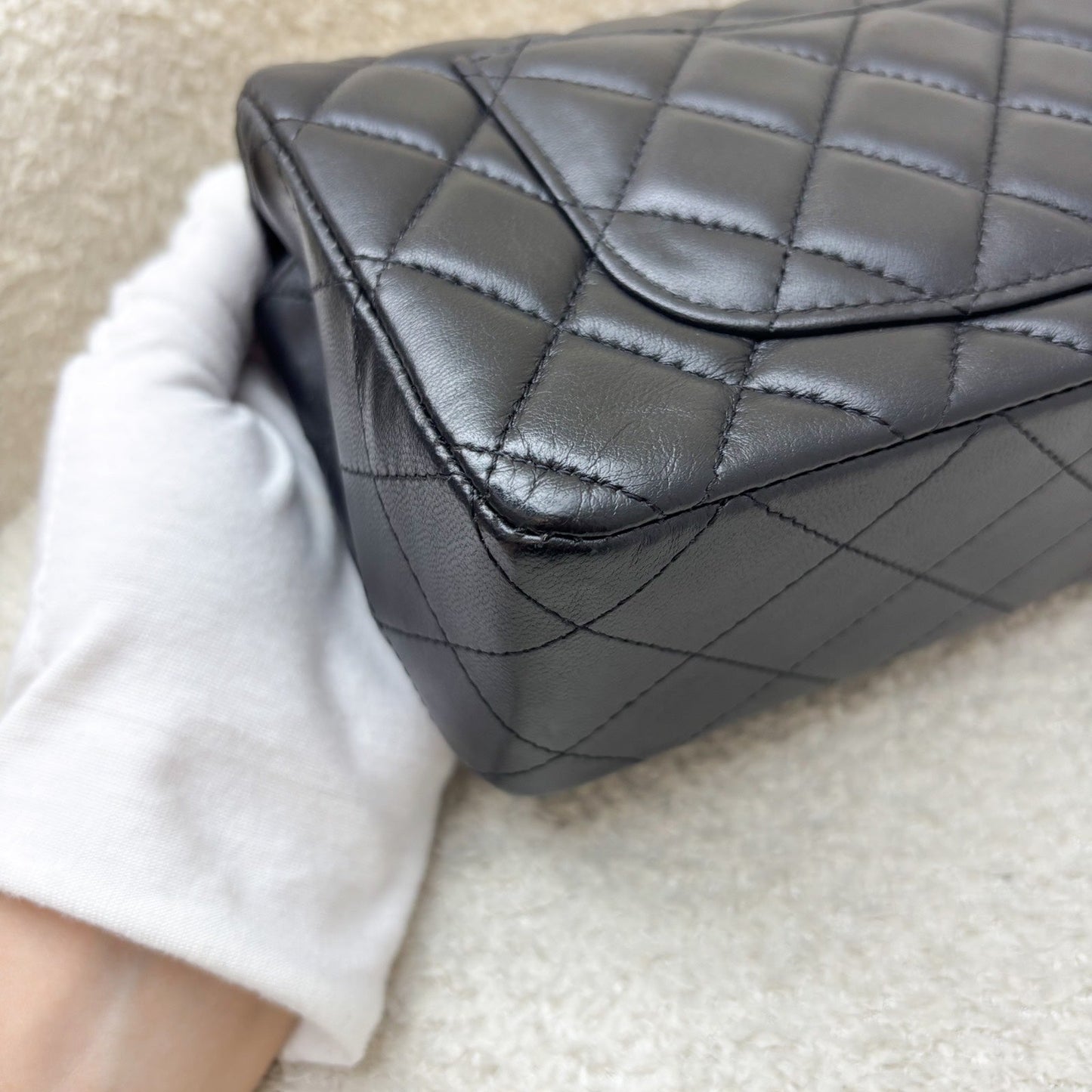 GLM-So Black Classic Mini Rectangle Flap in Black Lambskin and Black HW (Model: A69900)