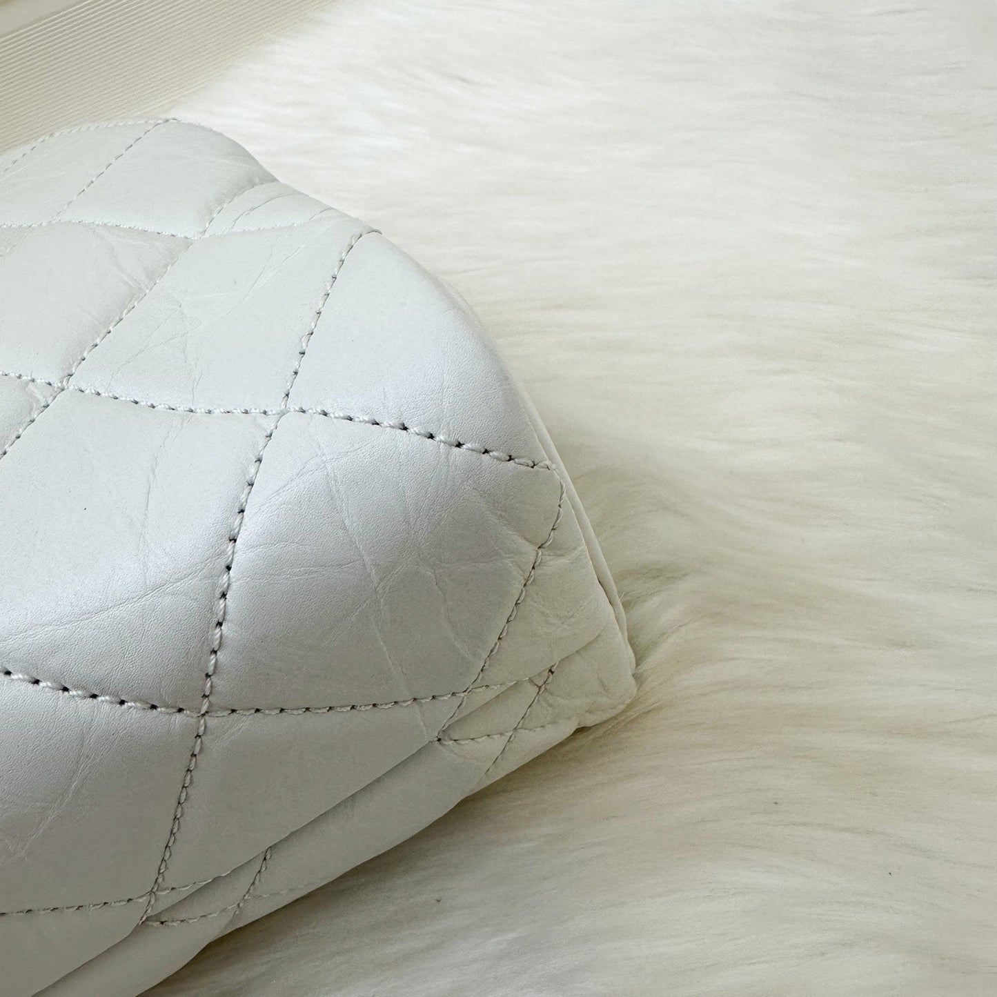 GLM-Just Mademoiselle Bowling Bag in White Calfskin and AGHW