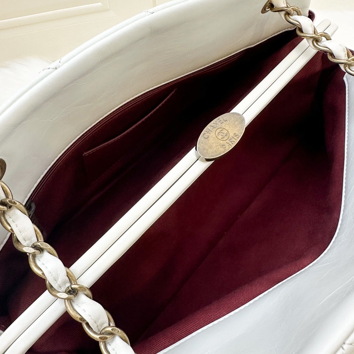 GLM-Just Mademoiselle Bowling Bag in White Calfskin and AGHW