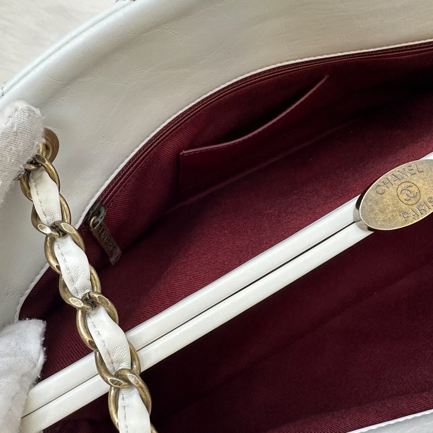GLM-Just Mademoiselle Bowling Bag in White Calfskin and AGHW