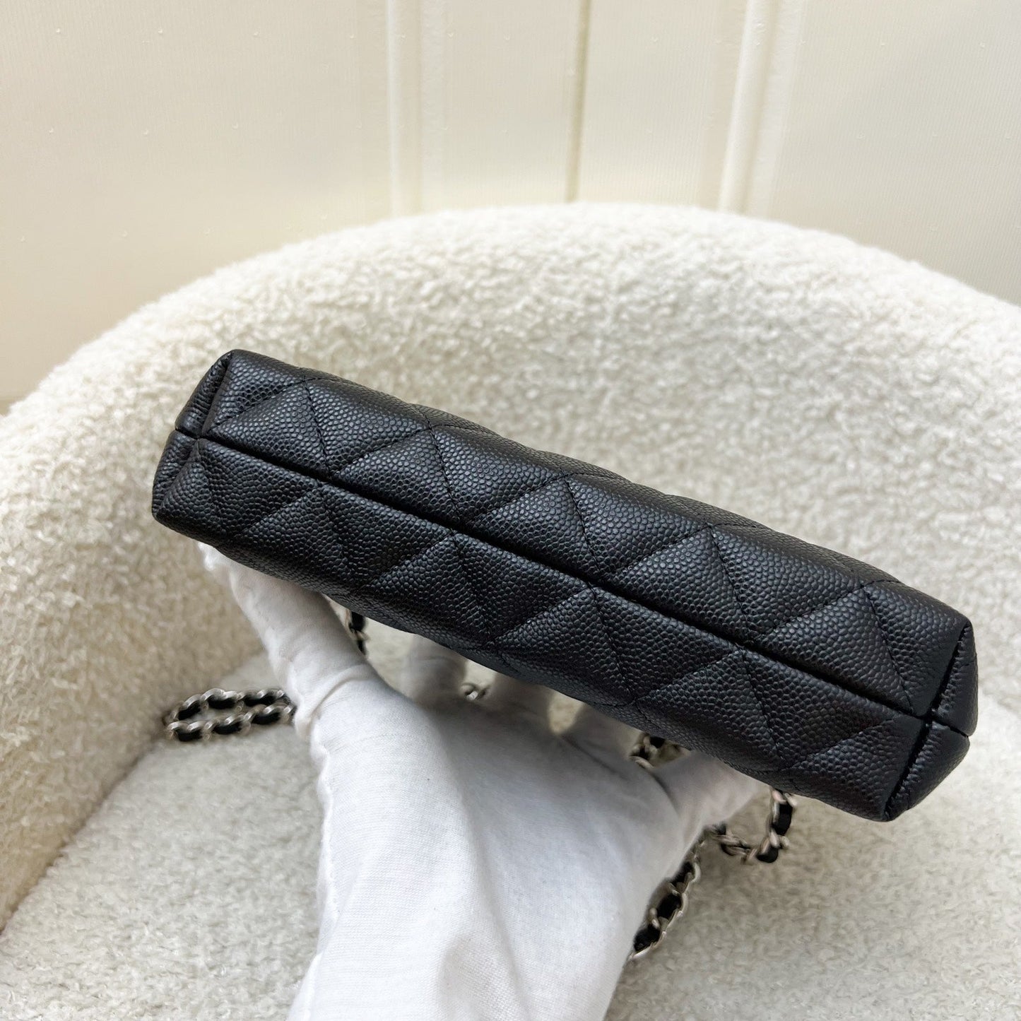 GLM-25C Mini Clutch with Chain in Black Caviar and SHW (Model: AP4417)
