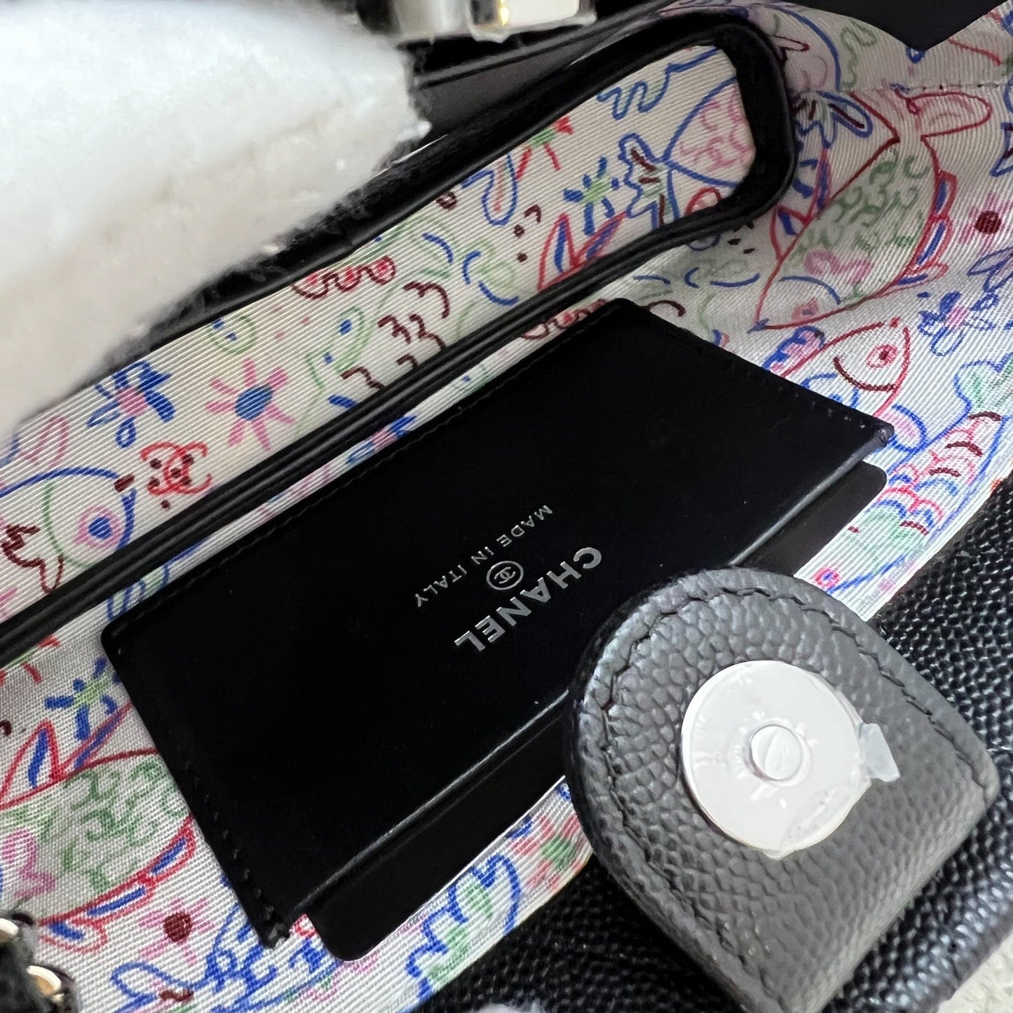 GLM-25C Mini Clutch with Chain in Black Caviar and SHW (Model: AP4417)