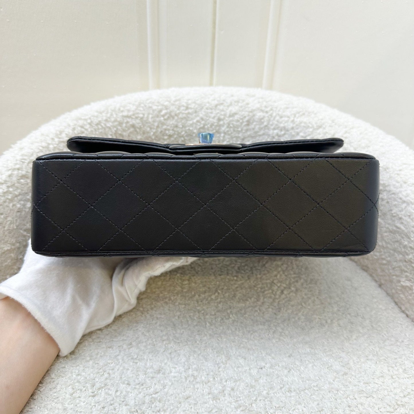 GLM-Small Classic Flap CF in Black Lambskin and Rose Gold HW