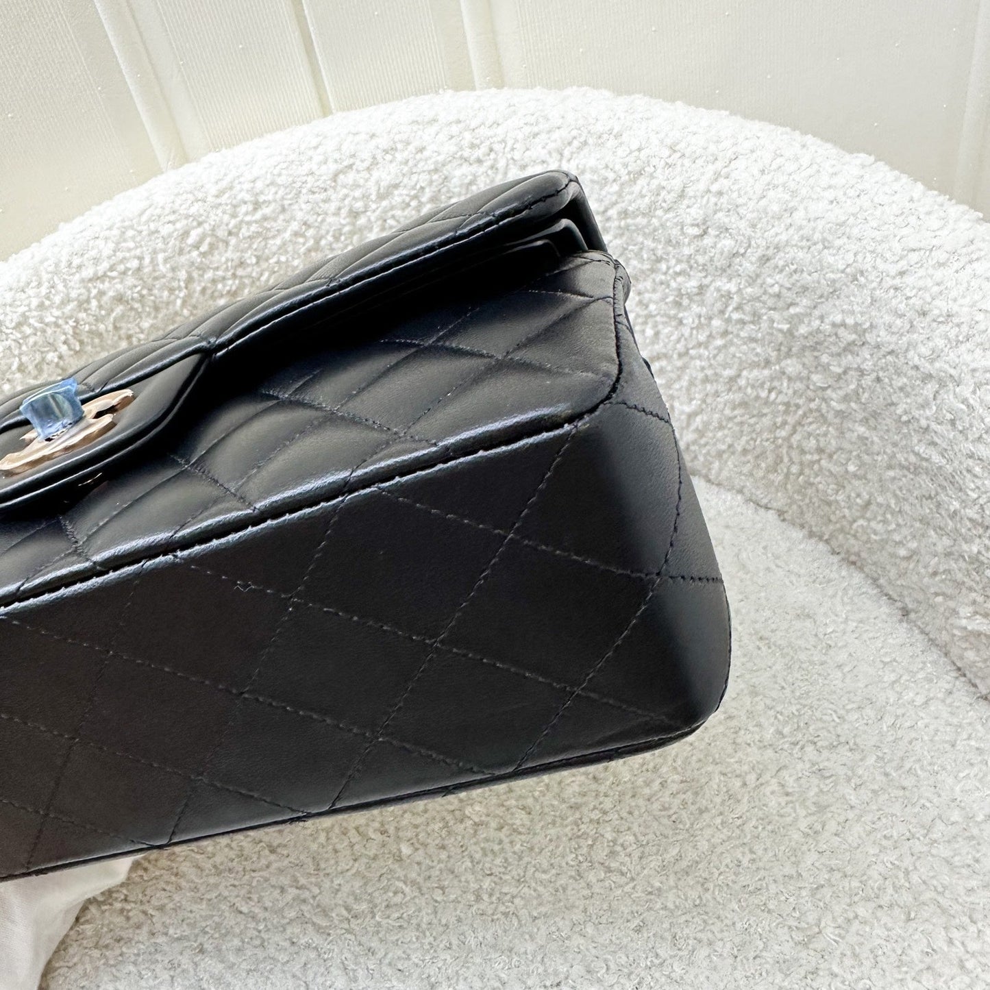 GLM-Small Classic Flap CF in Black Lambskin and Rose Gold HW